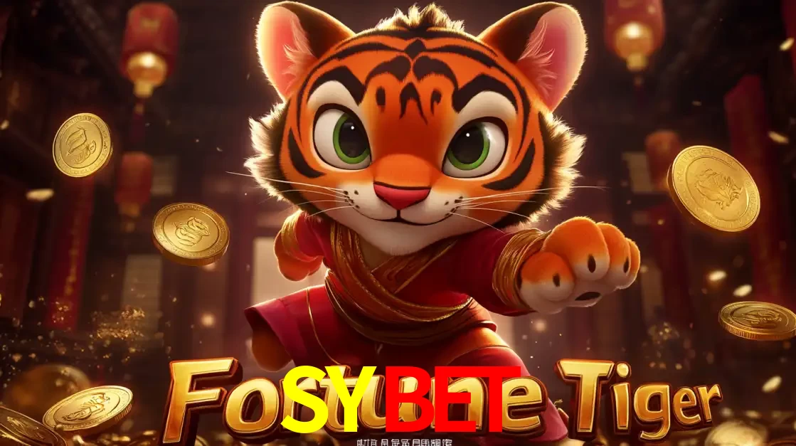 O carismático mascote do jogo de slot Fortune Tiger, um tigre fofo em pose de artes marciais, pronto para trazer sorte e multiplicadores de ganhos no cassino online SYBET.