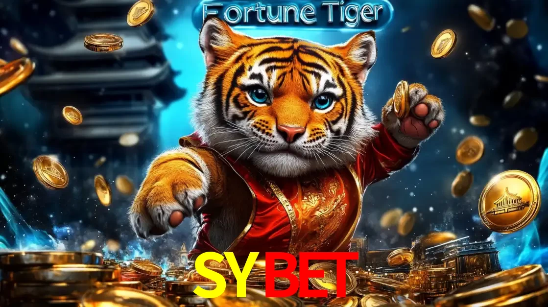 Imagem promocional do jogo de slot Fortune Tiger, com um tigre majestoso em traje tradicional cercado por uma fortuna em moedas de ouro, disponível agora no cassino SYBET.